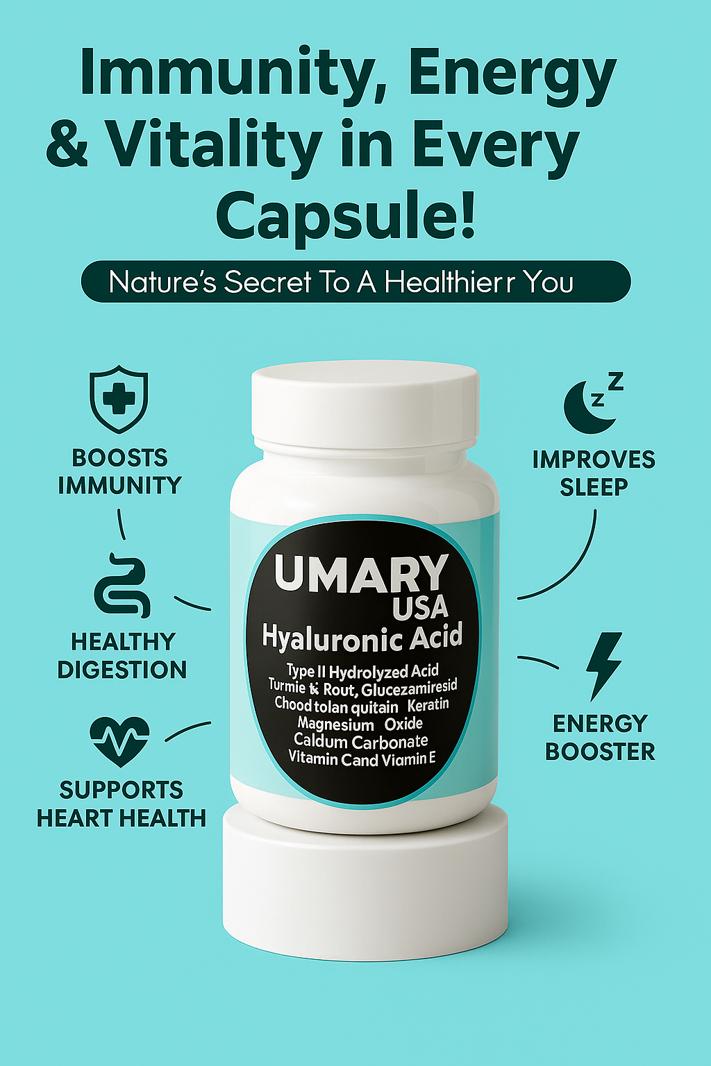 UMARY™ Hyaluronic Acid Complex – Premium Joint & Skin Support Formula (850mg)