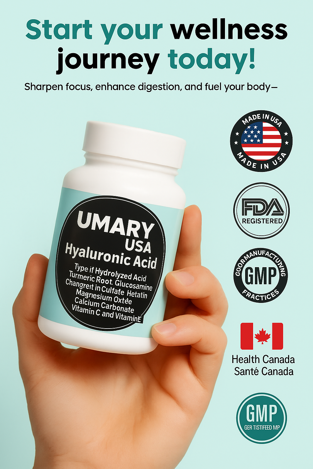 UMARY™ Hyaluronic Acid Complex – Premium Joint & Skin Support Formula (850mg)